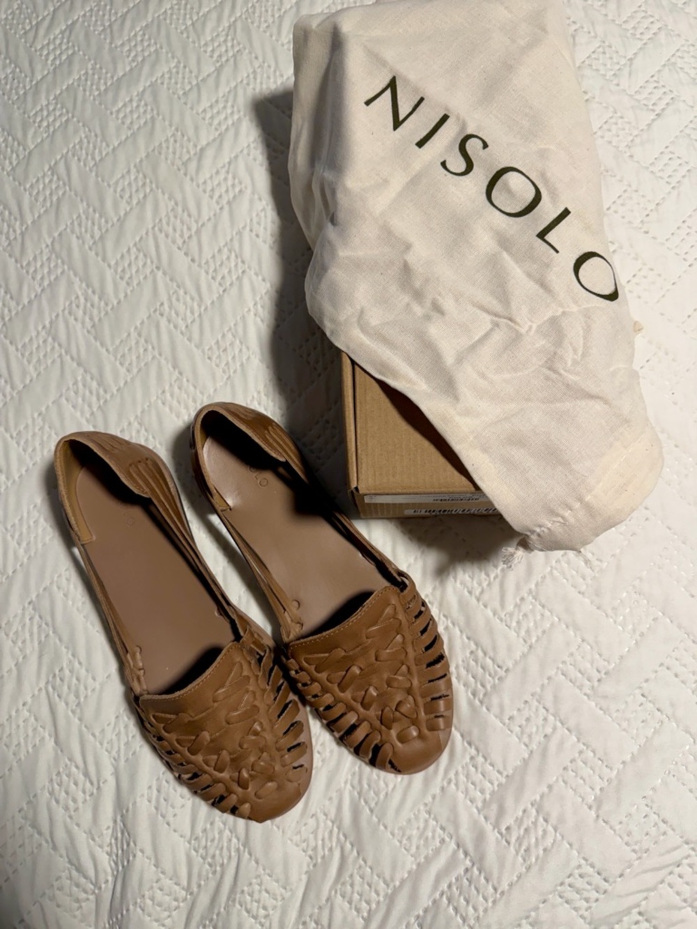 Nisolo Tan Woven Huarache Flats
